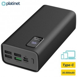 Prenosna baterija Powerbank Platinet 30.000mAh,  USB-C, črn