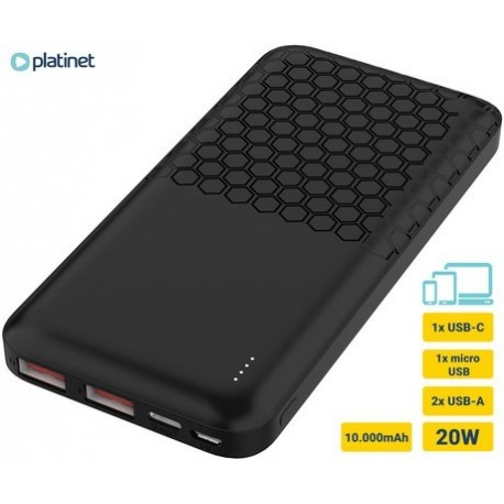 Prenosna baterija Powerbank Platinet PMPB10OP17B, 10.000mAh, USB-C, črn