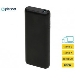 Prenosna baterija Powerbank Platinet PMPB2065B, 65W, 20.000mAh, USB-C, črn