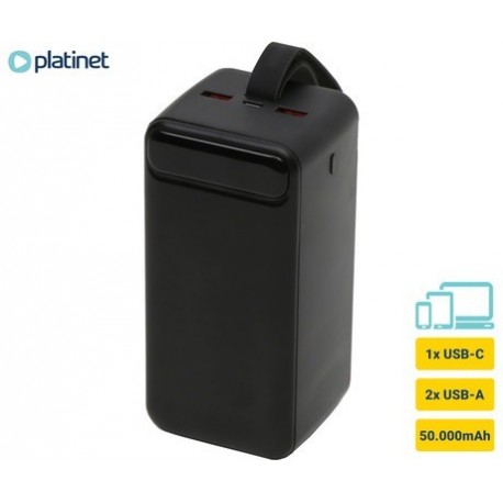 Prenosna baterija Powerbank Platinet PMPB5020B, 50.000mAh, USB-C, črn