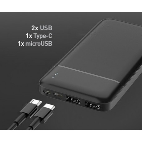 Prenosna baterija Powerbank Platinet 10.000mAh, Type-C, črna