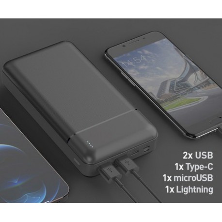 Prenosna baterija Powerbank Platinet 30.000mAh, Type-C, črna