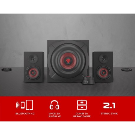 Zvočniki Genesis Helium 610BT, Stereo 2.1, 60W, črna