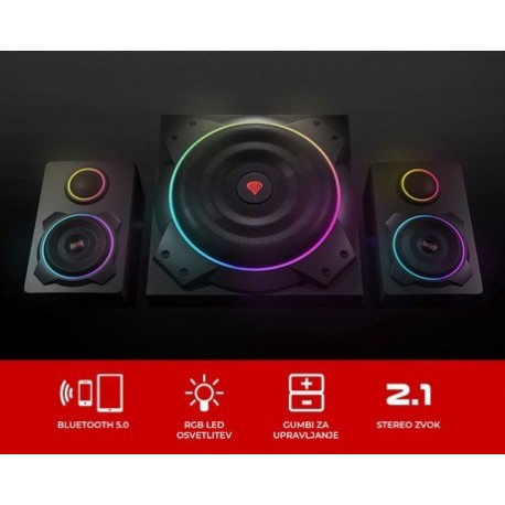 Zvočniki Genesis Helium 800 BT, Stereo 2.1, 60W, črna