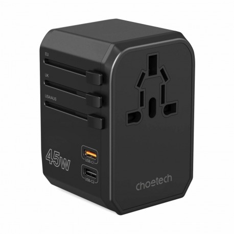 Potovalni polnilec Choetech + USB-C-A PD 45W (EU USA UK AU)