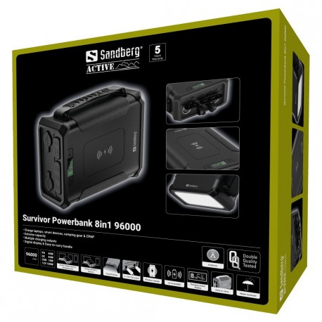 Prenosna baterija Sandberg Survivor, 8v1, 96000mAh