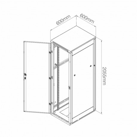 Kabinet DATECH 42U 2055 600x600 črn perf. Vrata