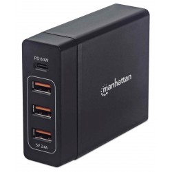 Polnilna postaja za 4 naprave MANHATTAN - 72W, 1xUSB-C in 3xUSB-A