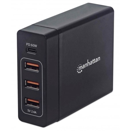 Polnilna postaja za 4 naprave MANHATTAN - 72W, 1xUSB-C in 3xUSB-A