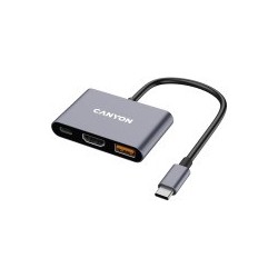 Hub CANYON DS-4, 3in1, USB-C, siv