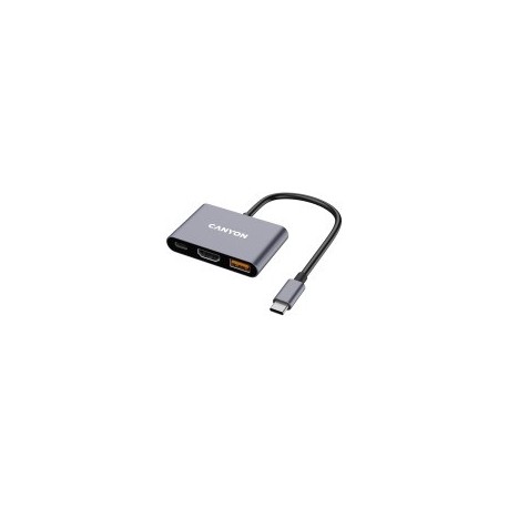 Hub CANYON DS-4, 3in1, USB-C, siv