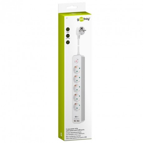 Razdelilec GOOBAY s 5 vtičnicami Schuko, 2x USB2.0, 1,5m
