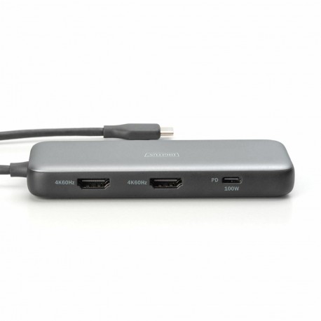 Priklopna postaja Digitus DA-70915, USB-C 3.2, 8v1, siva