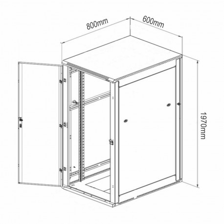 Samostoječi kabinet Triton 42U 1970 600x800, siv, sestavljen