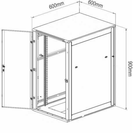Samostoječi kabinet Triton 18U 900 600x600, črn, sestavljen