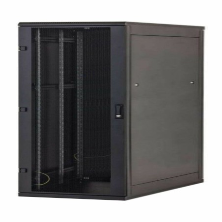 Samostoječi kabinet Triton 18U 900 600x900, črn, sestavljen, perf. vrata