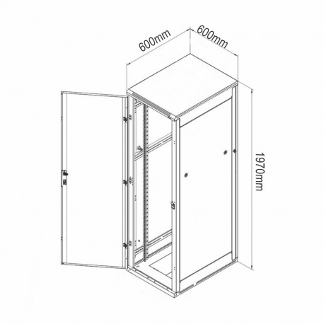 Samostoječi kabinet Triton 42U 1970 600x600, črn, sestavljen