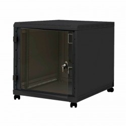 Samostoječi kabinet Triton 12U 620 600x900, črn, sestavljen, s kolesi