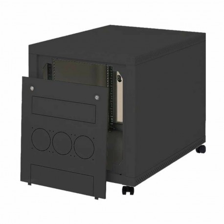 Samostoječi kabinet Triton 12U 620 600x900, črn, sestavljen, s kolesi