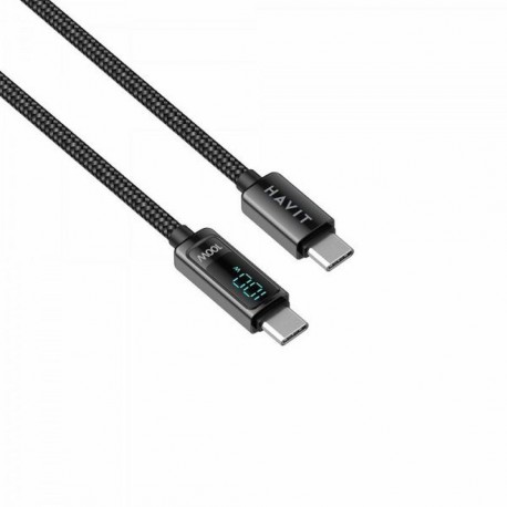 HAVIT kabel za polnjenje USB-C na USB-C z LCD 100W, 2M