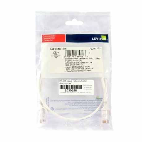 Mrežni kabel Leviton patch UTP CAT.6 0,6m bel, 9030288