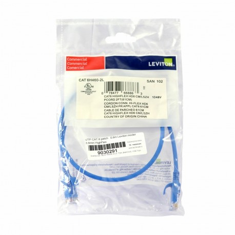 Mrežni kabel Leviton patch UTP CAT.6 0,6m moder, 9030291