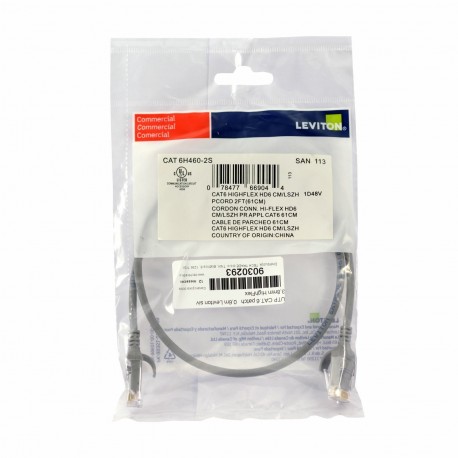 Mrežni kabel Leviton patch UTP CAT.6 0,6m siv, 9030293