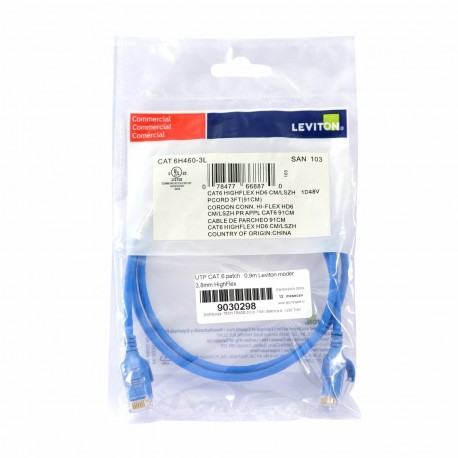 Mrežni kabel Leviton patch UTP CAT.6 0,9m moder, 9030298