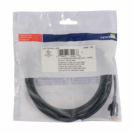 Mrežni kabel Leviton patch UTP CAT.6 3m črn, 9030335