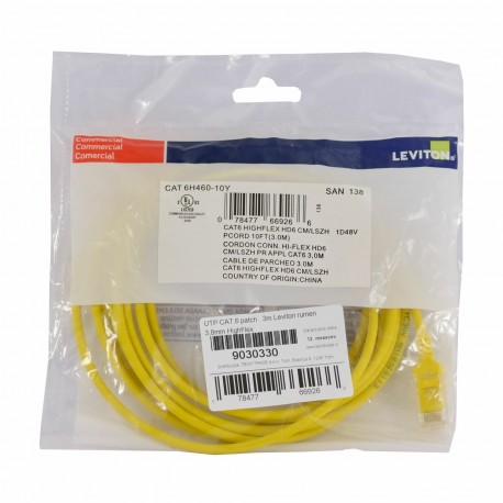 Mrežni kabel Leviton patch UTP CAT.6 3m rumen, 9030330