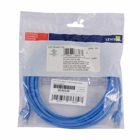 Mrežni kabel Leviton patch UTP CAT.6 4,6m moder, 9030339