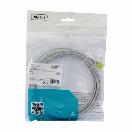 Mrežni kabel Digitus patch UTP CAT.6A, 5m, siv, 9030369