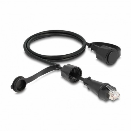 Mrežni kabel Delock patch STP CAT.6 1m vodoodporen priklop IP68 črn, 9030398