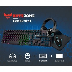 Komplet Bytezone BZ-X4EU, črn (tipkovnica, miška, slušalke in podloga)