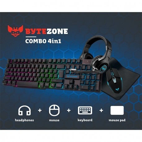 Komplet Bytezone BZ-X4EU, črn (tipkovnica, miška, slušalke in podloga)