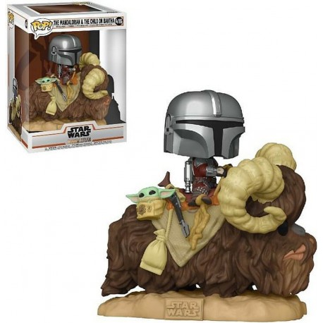 Figura FUNKO POP DELUXE: THE MANDALORIAN - MANDO ON BANTHA W/CHILD IN BAG