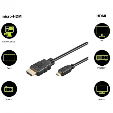 Kabel GOOBAY High Speed HDMI na Micro-HDMI 8K 2m, črn