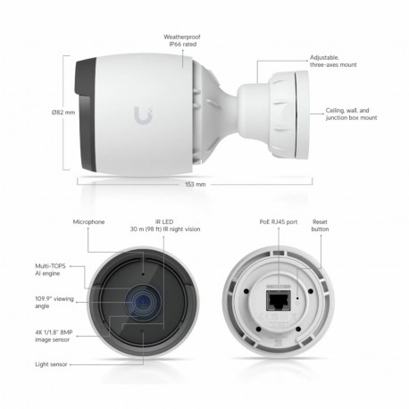 IP kamera Ubiquiti Unifi UVC-G6-Bullet-W, 8.0MP, zunanja, bela
