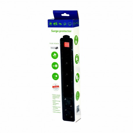 Energenie prenapetostna zaščita 5x220V 3m s stikalom črna SPG5-C-10