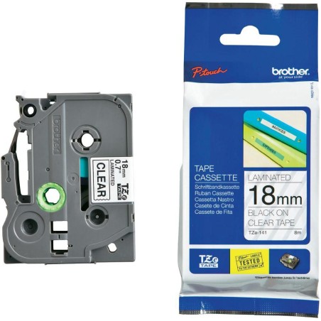 Tze141 Prozoren/ Črn 18MM, Brother trak za tiskalnik nalepk PT