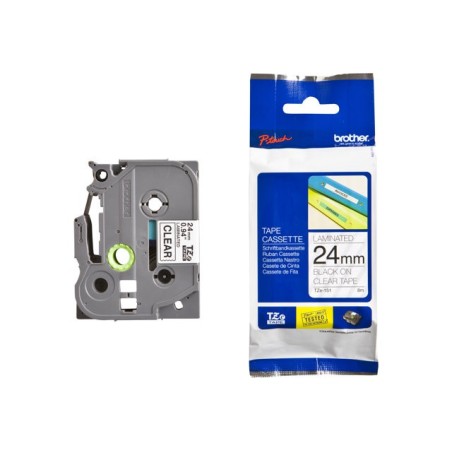 TZe151, Prozoren/Črn 24mm, Brother trak za tiskalnik nalepk