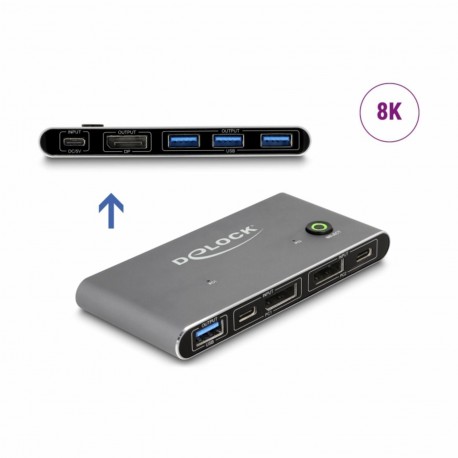 Delock KVM stikalo 2x1 DisplayPort/USB TipC