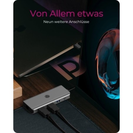 Priklopna postaja Icybox IB-DK4012-CPD, USB-C, 9v1