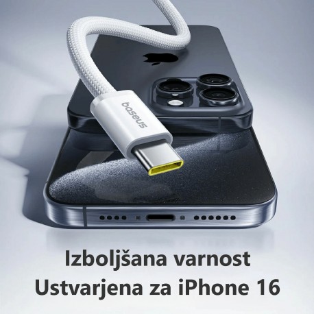 Kabel Baseus 100W 20V 5A USB C-C, 2m, pleten, roza