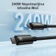 Kabel Baseus 240W USB C-C, 3m, Tungsten Gold pleten, črn, CAWJ040101
