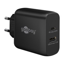 Polnilec Goobay USB-C PD GaN Dual Fast 45W, črn