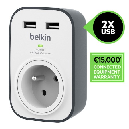 Prenapetostna zaščita Belkin 1 vtičnica 2x 2.4A USB, BSV103vf