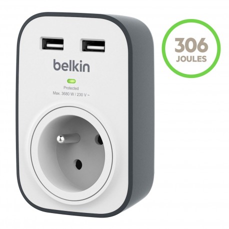 Prenapetostna zaščita Belkin 1 vtičnica 2x 2.4A USB, BSV103vf