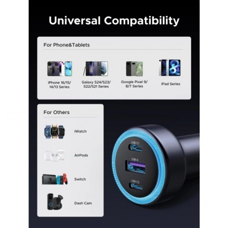 Avtomobilski polnilec Ugreen USB-A/C, 30W, 45843