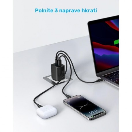 Polnilec Anker 336 USB-A/C, 67W, črn, A2674G11